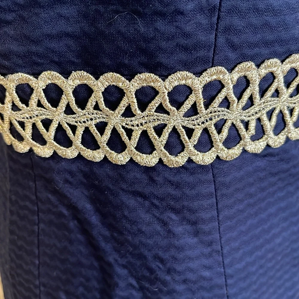 Lilly Pulitzer Trisha Navy and Gold Shift Dress - Picture 7 of 14